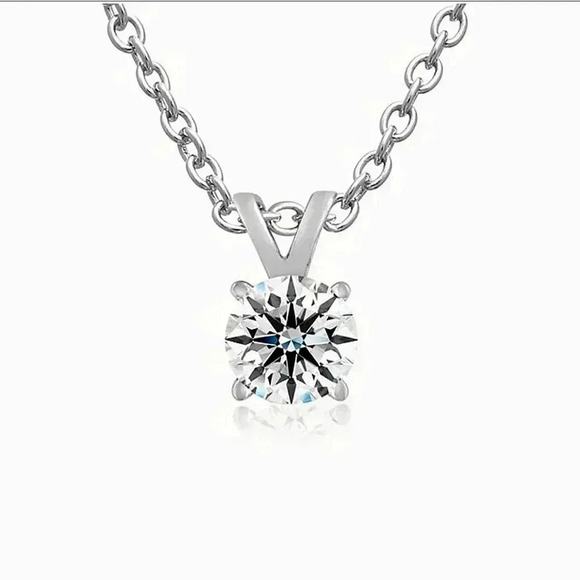 1/4 Carat Lab-Grown Diamond Solitaire Necklace In Sterling Silver 18" chain - Picture 1 of 4